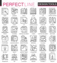 Design tools outline mini concept symbols. Graphic interface tools modern stroke linear style illustrations set. Perfect Royalty Free Stock Photo
