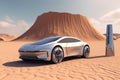 futuristic transport electric drive refueling transportation automotive desert auto car. Generative AI.