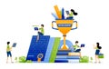 Design of Trophies and certificates as proof of achievement and effort to get educational scholarships. Illustration for landing