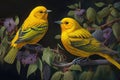 Design of two colorful Yellow Warbler