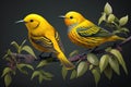 Design of two colorful Yellow Warbler