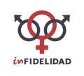 Design of unfaithful woman icon, message of infidelity in spanish