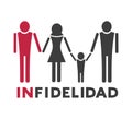 Design of unfaithful woman icon, message of infidelity in spanish Royalty Free Stock Photo