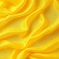 Bright yellow silk fabric background. AI generated. Royalty Free Stock Photo