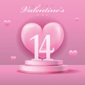 Design banner Valentine\'s Day Podium Stage with love letter Pink Pastel Background