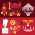Design vector banners with pizza theme Royalty Free Stock Photo