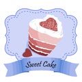 Design Vector frame with red velvet cake and cookies. eps 10 vector illustration