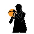 Design vector illustration. silhouette of Basketball Athlete and basketball ball Royalty Free Stock Photo