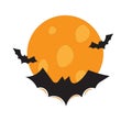 Design vector illustration. three bats and moon on halloween night. silhouette style Royalty Free Stock Photo