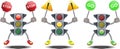 Three design vector set of traffic lights