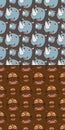 Design vector Smile hippo and rhino seamless pattern for wallpaper or background Royalty Free Stock Photo