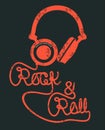 Vector typography headphone rock and roll