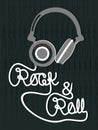 Vector typography headphone rock and roll