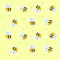 Design of bee ilustration in a soft colour background for any template and social media post