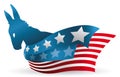 Blue donkey silhouette and conceptual U.S.A. flag, Vector illustration