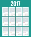 Design of Wall Monthly Calendar for 2017 Year. Print Template with Place for Photo, Your Logo and Text. Week Starts Royalty Free Stock Photo