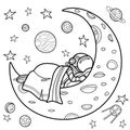 Astronaut sleeps on the lunar month