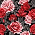 Design of watercolored seamless red roses pattern