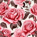 Design of watercolored seamless roses pattern