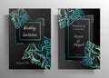 Wedding invitation design template set. Hand drawn floral elements. Elegant vector illustration. Royalty Free Stock Photo