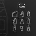 Design of white icons of bottles and cans with stroke