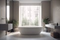 house apartment indoor interior sink home room window tub design white. Generative AI.