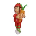 design wit 3D Fruit Girl Cartoon Dh a carrot