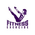 Design Woman fitness exercise logo vector. Gymnastics Active and healthy Logo. Sexy body vector. Crossfit and zumba dancing.