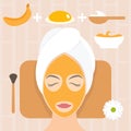 design woman in natural mask of yogurt, egg yolk and banana