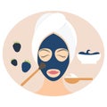 design woman in natural mask of yogurt, egg yolk and blackb