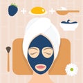 design woman in natural mask of yogurt, egg yolk and blackb