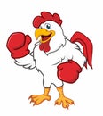 Boxing chicken cartoon in vector