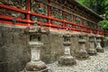 Kairo Corridor with beautiful Toros traditional lantern made of stone, Toshogu shrine, tochigi prefecture, Japan