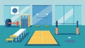 A designated space for users with visual impairments to safely and confidently navigate the gym including tactile Royalty Free Stock Photo