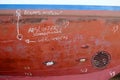 Designated upcoming repairs of a steel hull Royalty Free Stock Photo