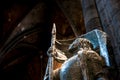 Selective blur on the statue of Joan of Arc, or Jeanne d`Arc, in Bordeaux Cathedral. Royalty Free Stock Photo