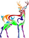 Designed colorful stag line art image