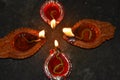 Designed diya burning with mastered oil Royalty Free Stock Photo