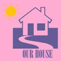 Designed graphic of modern house on pink background Royalty Free Stock Photo