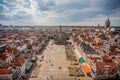 DELFT SKYLINE MARKET SQUARE CITY HALL VIEW FROM ABOVE Royalty Free Stock Photo