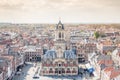 DELFT SKYLINE MARKET SQUARE CITY HALL VIEW FROM ABOVE Royalty Free Stock Photo