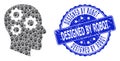 Distress Designed by Robot Round Stamp and Fractal Brain Gears Icon Collage