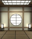 Designed specifically in Japanese style, empty room. 3D rendering