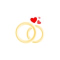 Designed vector isolated logo of wedding rings. Jewellery store. Wedding symbols. Marriage agency sign.