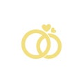 Designed vector isolated logo of wedding rings. Logo for jewellery store. Confessional greeting card for St. Valentines