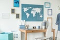 Designed workspace with world map