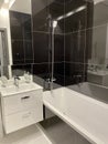 Designer bathroom in black white style Royalty Free Stock Photo