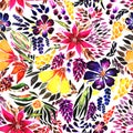 Designer bright floral watercolor pattern