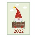 Designer calendar for 2022, characters cute dwarves cartoon style