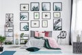 Designer chair in bright bedroom Royalty Free Stock Photo